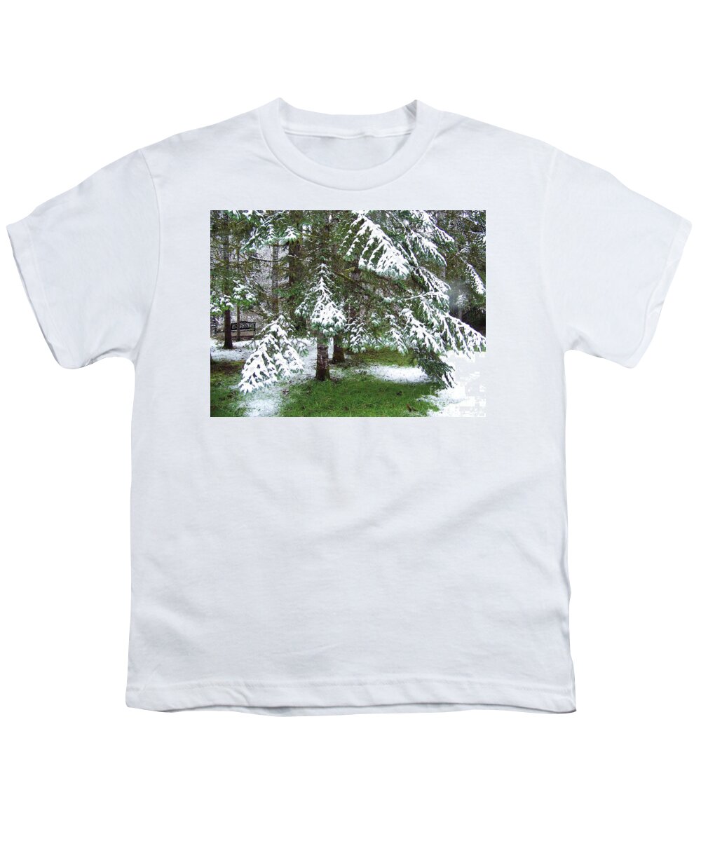 Landscape Youth T-Shirt featuring the photograph First Snow by Julie Rauscher