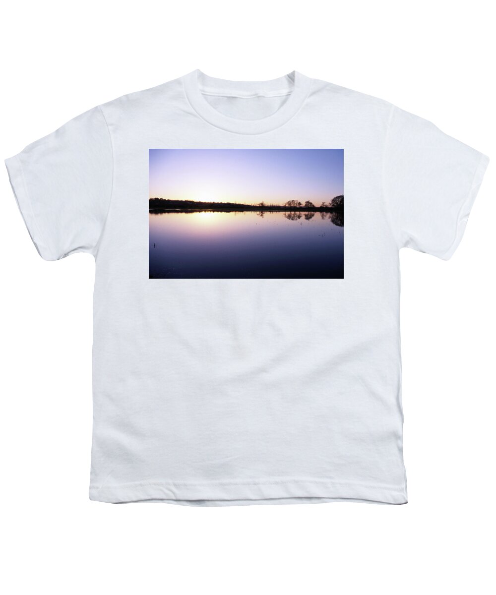 Water Meadow Youth T-Shirt featuring the photograph Flooded Water Meadow at sunset by Nicholas Henfrey