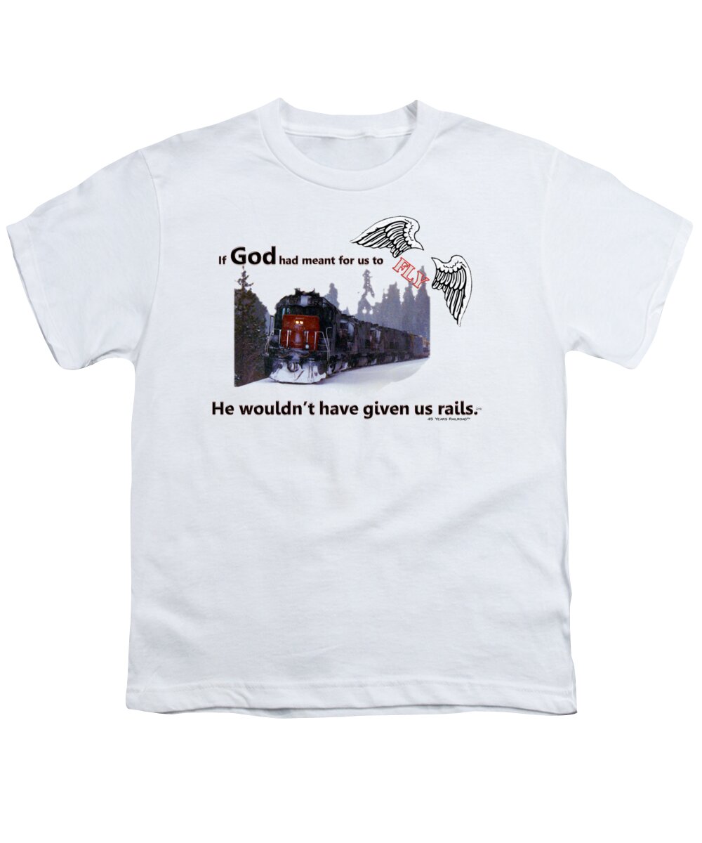 Train Youth T-Shirt featuring the photograph Flying On Rails by John and Sheri Cockrell