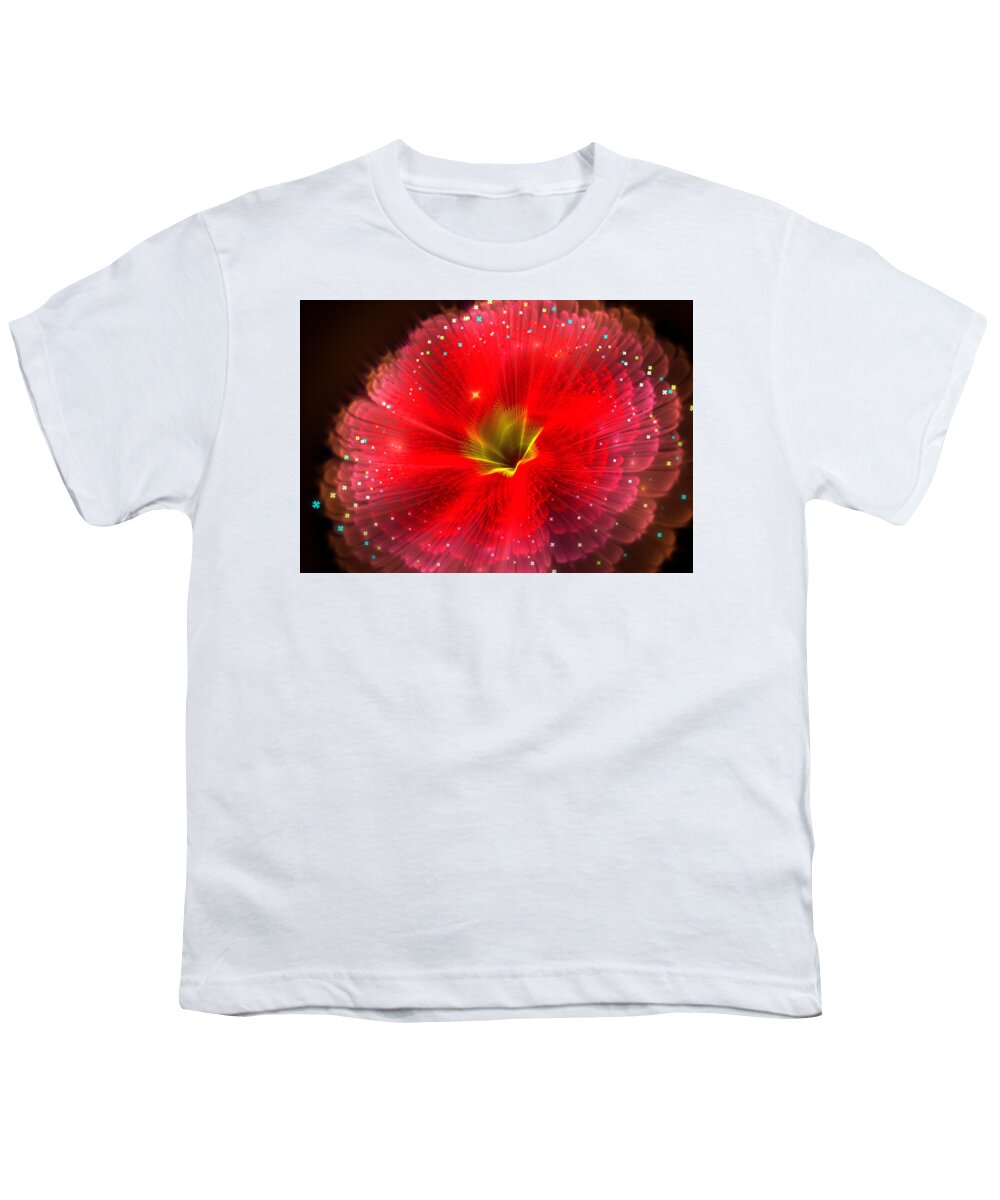 Fractal Youth T-Shirt featuring the digital art FRactal flower red 21 by Lilia S