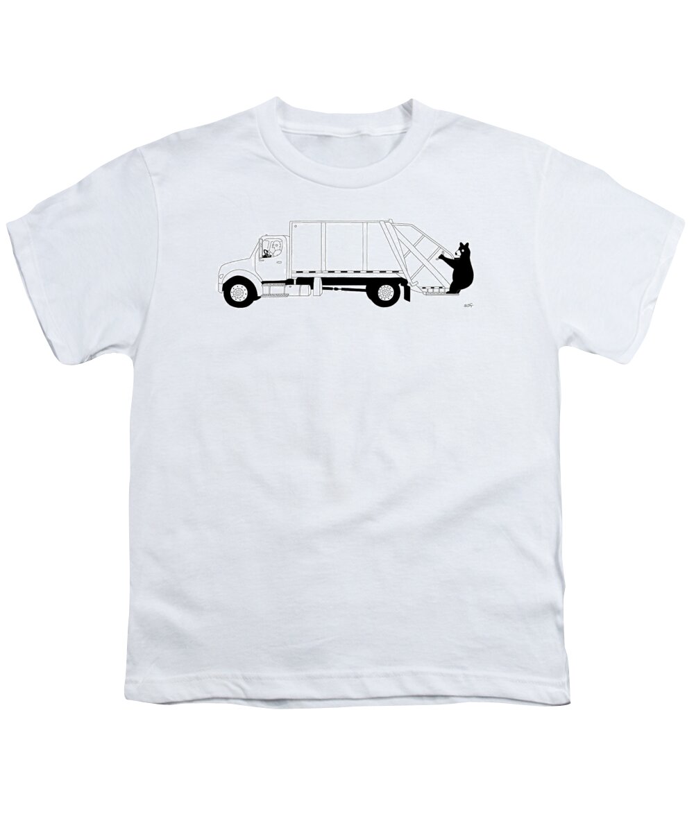 Bear Youth T-Shirt featuring the drawing Free Ride by Seth Fleishman