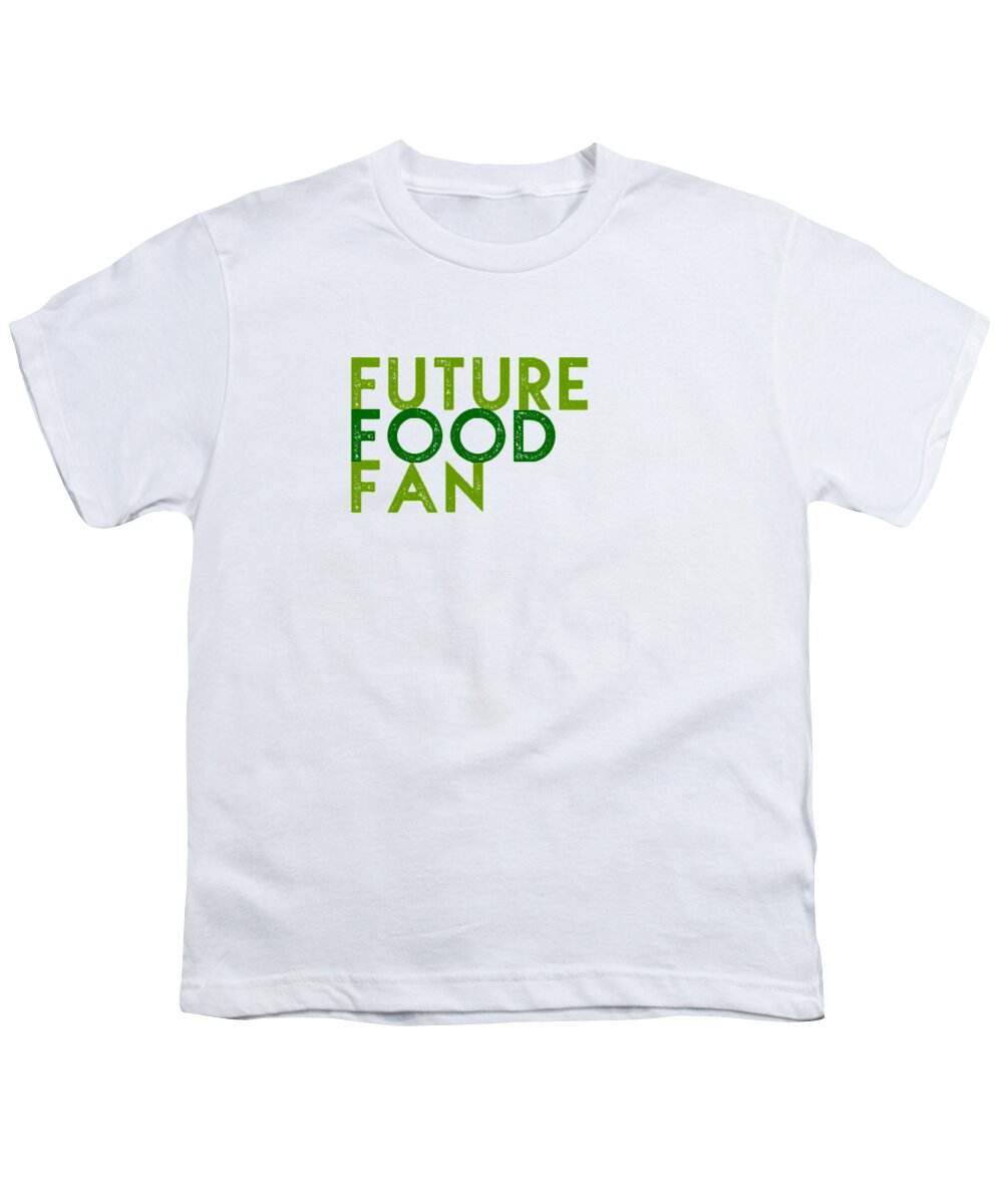  Youth T-Shirt featuring the drawing Future Food Fan left justified - two greens by Charlie Szoradi