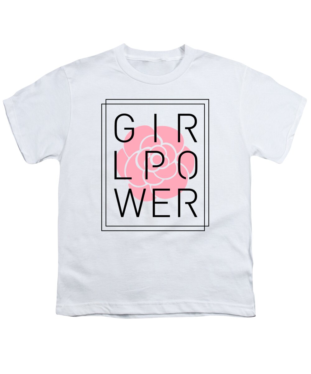 Girl Power Youth T-Shirt featuring the mixed media Girl Power - Classy, Minimal Typography 3 by Studio Grafiikka