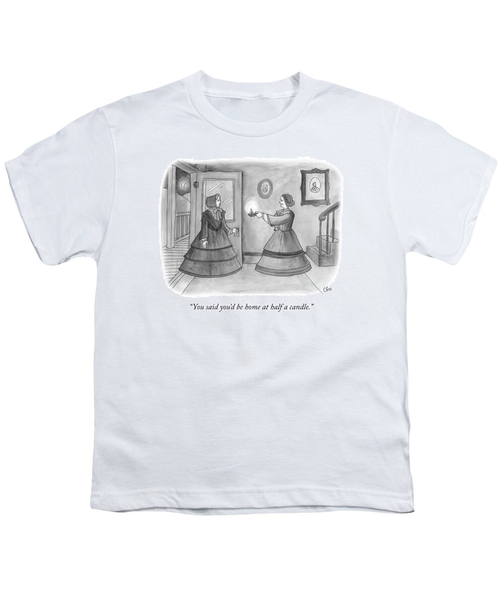 Caitlin Cass Youth T-Shirt featuring the drawing Half A Candle by Caitlin Cass