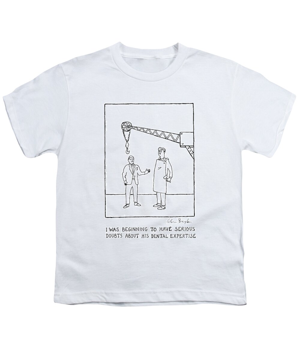 Captionless Youth T-Shirt featuring the drawing Having Serious Doubts by Glen Baxter