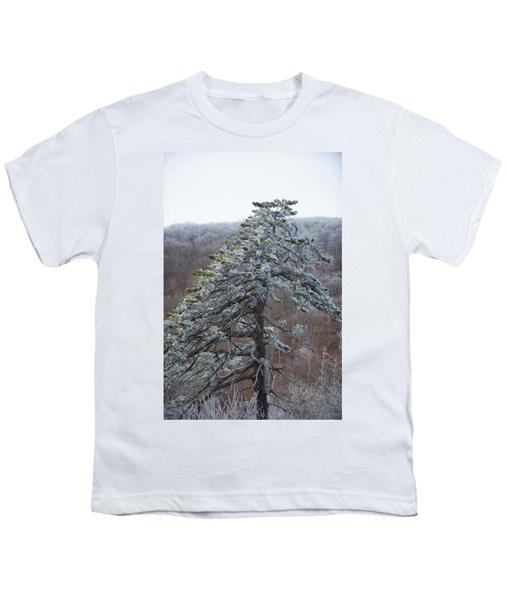 Blue Ridge Youth T-Shirt featuring the photograph Hoarfrost Gathers by Mark Duehmig
