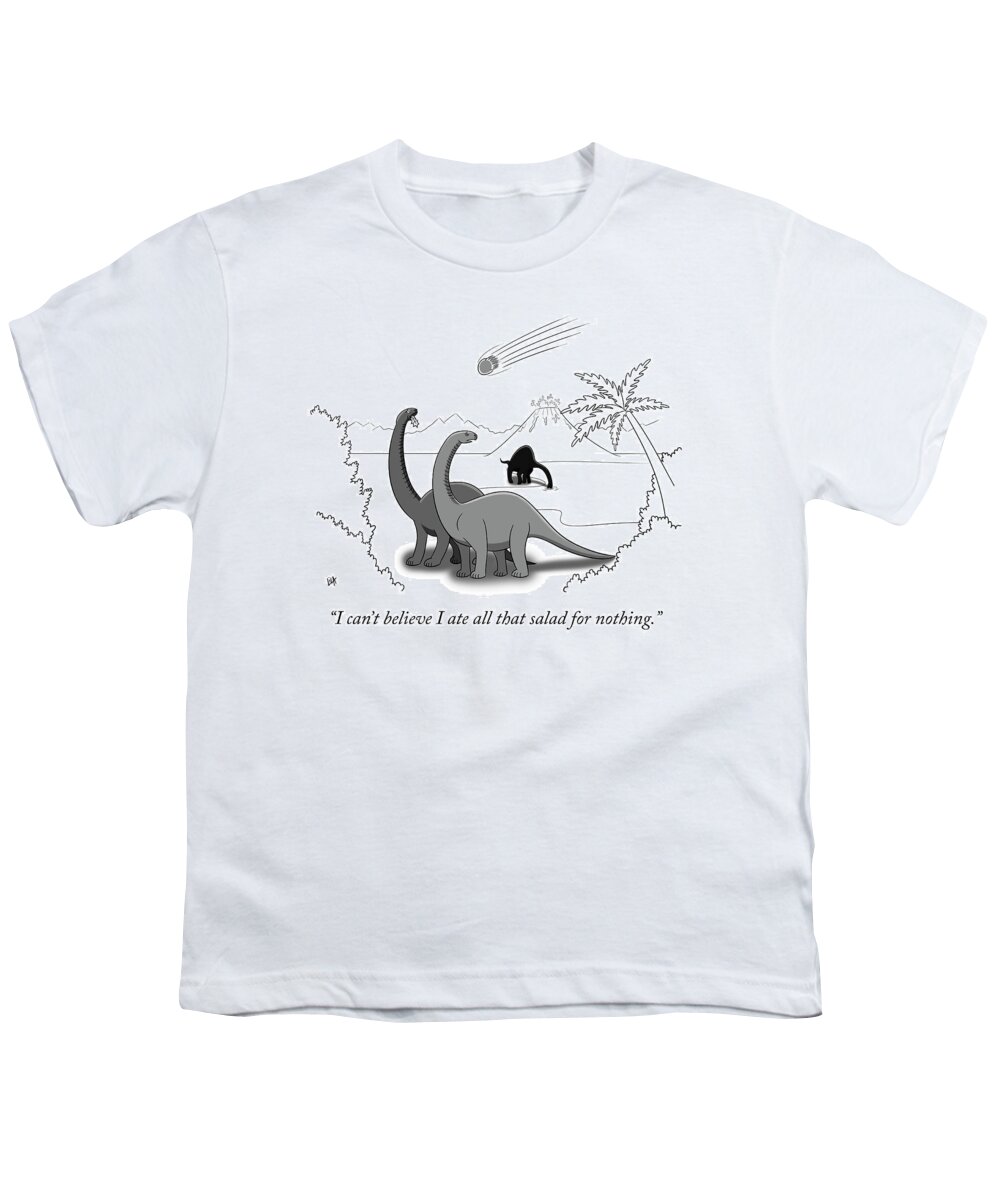 “i Can’t Believe I Ate All That Salad For Nothing.” Youth T-Shirt featuring the drawing I ate all that salad for nothing by Lila Ash