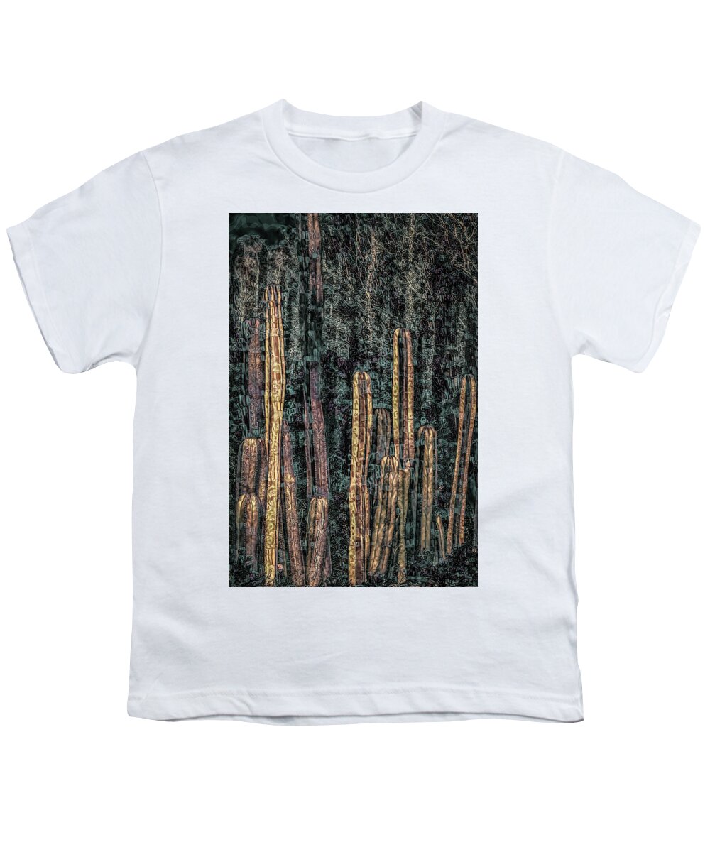 Klimt Youth T-Shirt featuring the digital art Klimt Cacti Trio A by Sandra Nesbit