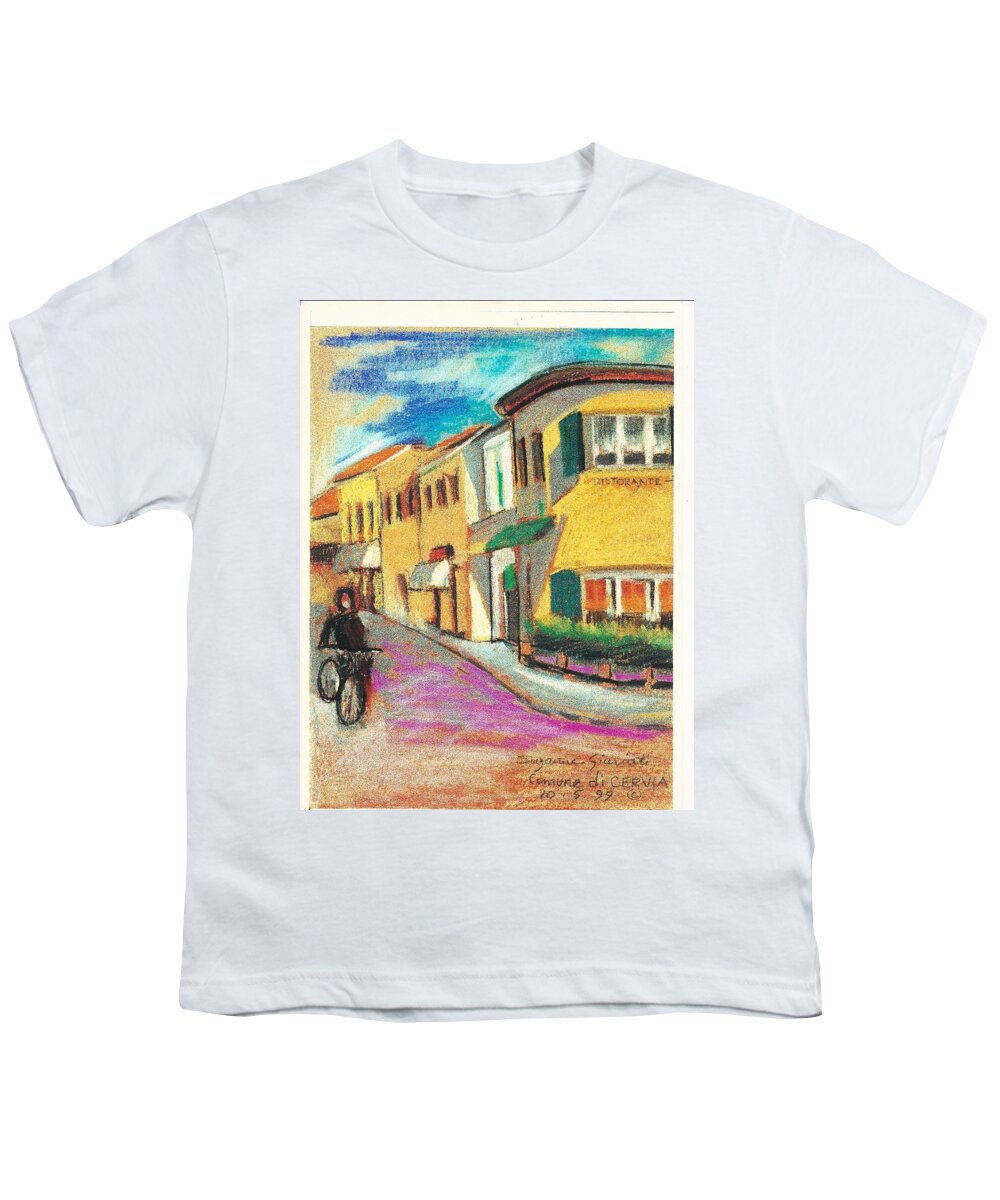 La Bichicletta Youth T-Shirt featuring the painting La Bichicletta by Suzanne Giuriati Cerny