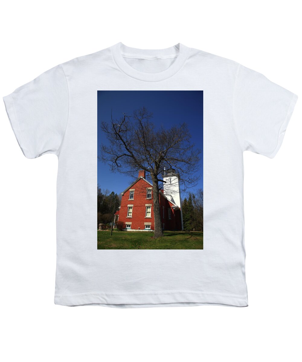 40 Youth T-Shirt featuring the photograph Lighthouse - 40 Mile Point Michigan 3 by Frank Romeo