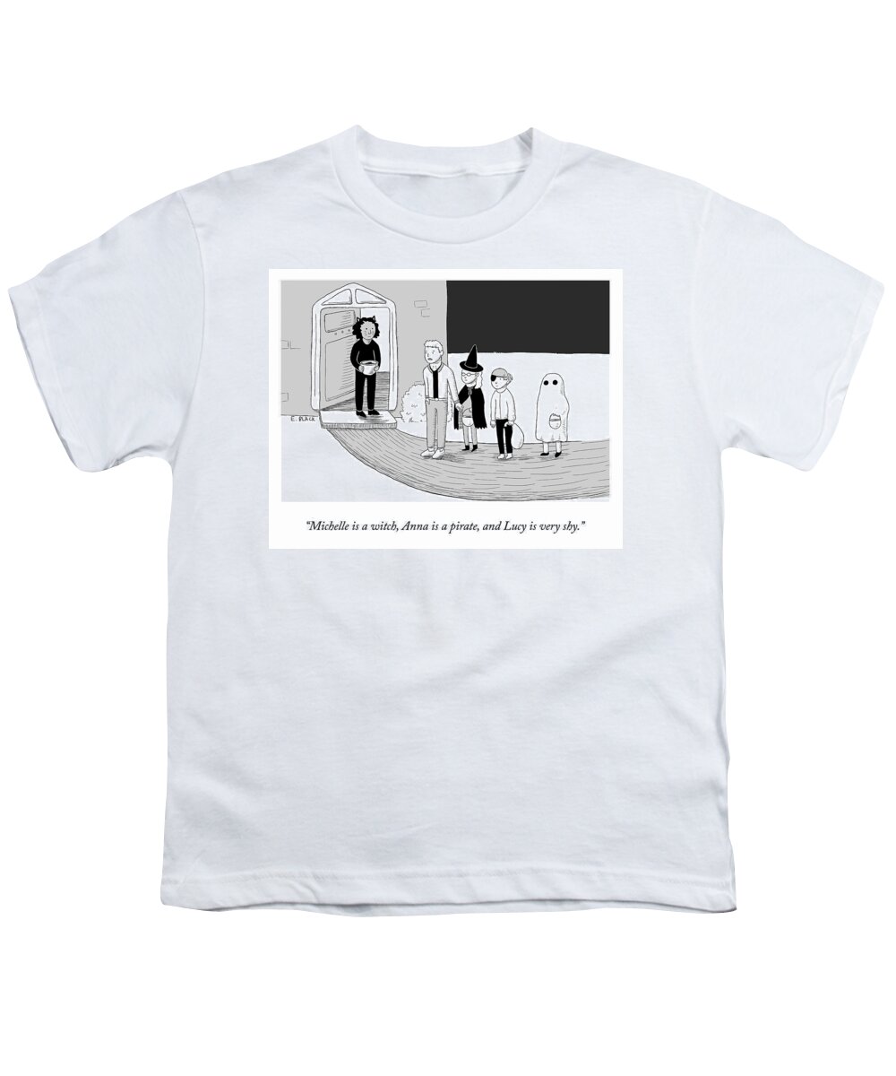 michelle Is A Witch Youth T-Shirt featuring the drawing Lucy is Very Shy by Ellie Black