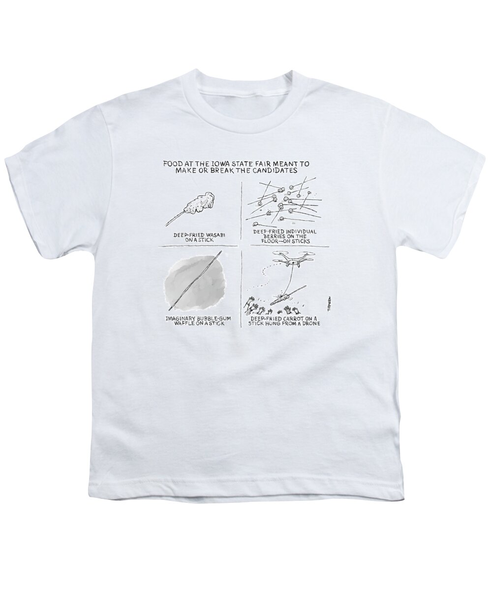 Captionless Youth T-Shirt featuring the drawing Make Or Break State Fair Food by Tim Hamilton