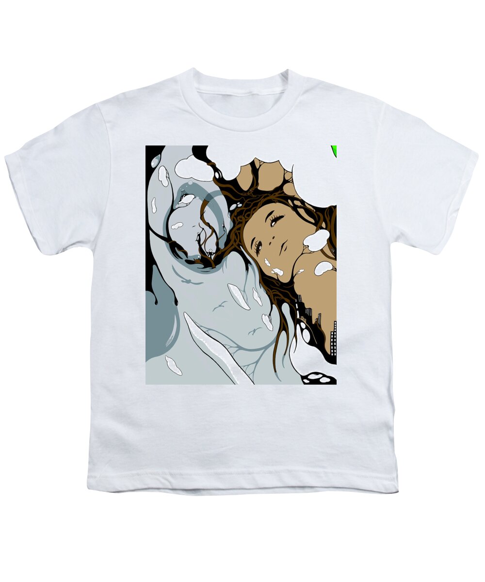 Female Youth T-Shirt featuring the drawing Miner's Daughter by Craig Tilley