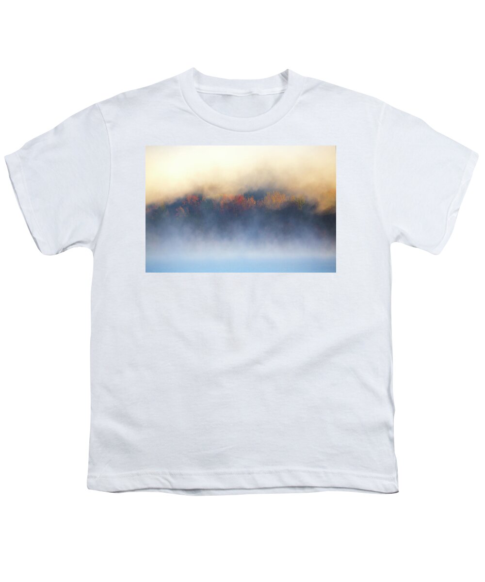 Misty Youth T-Shirt featuring the photograph Misty Autumn Morning by White Mountain Images