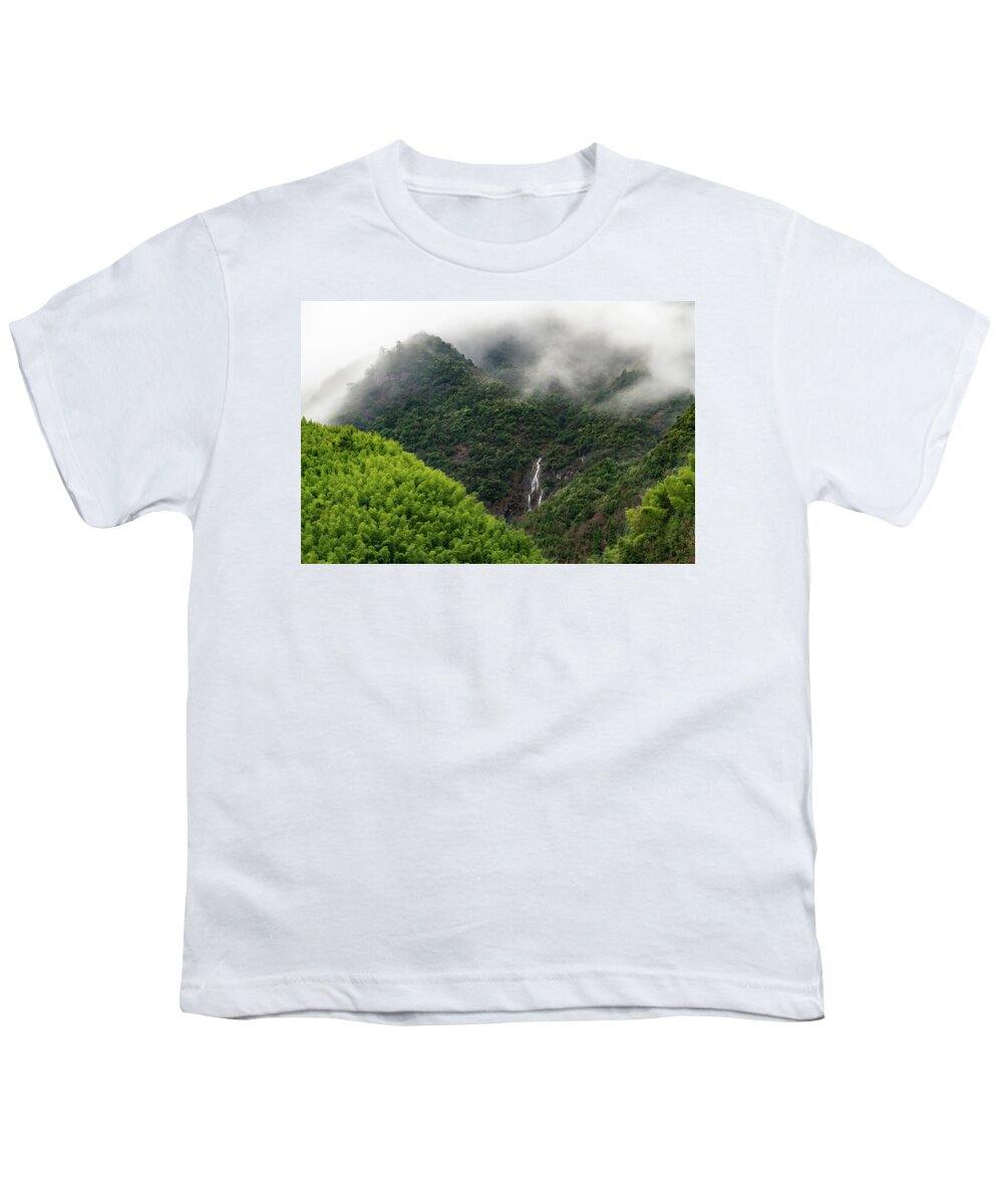 Waterfall Youth T-Shirt featuring the photograph Misty Mountain Waterfall by William Dickman