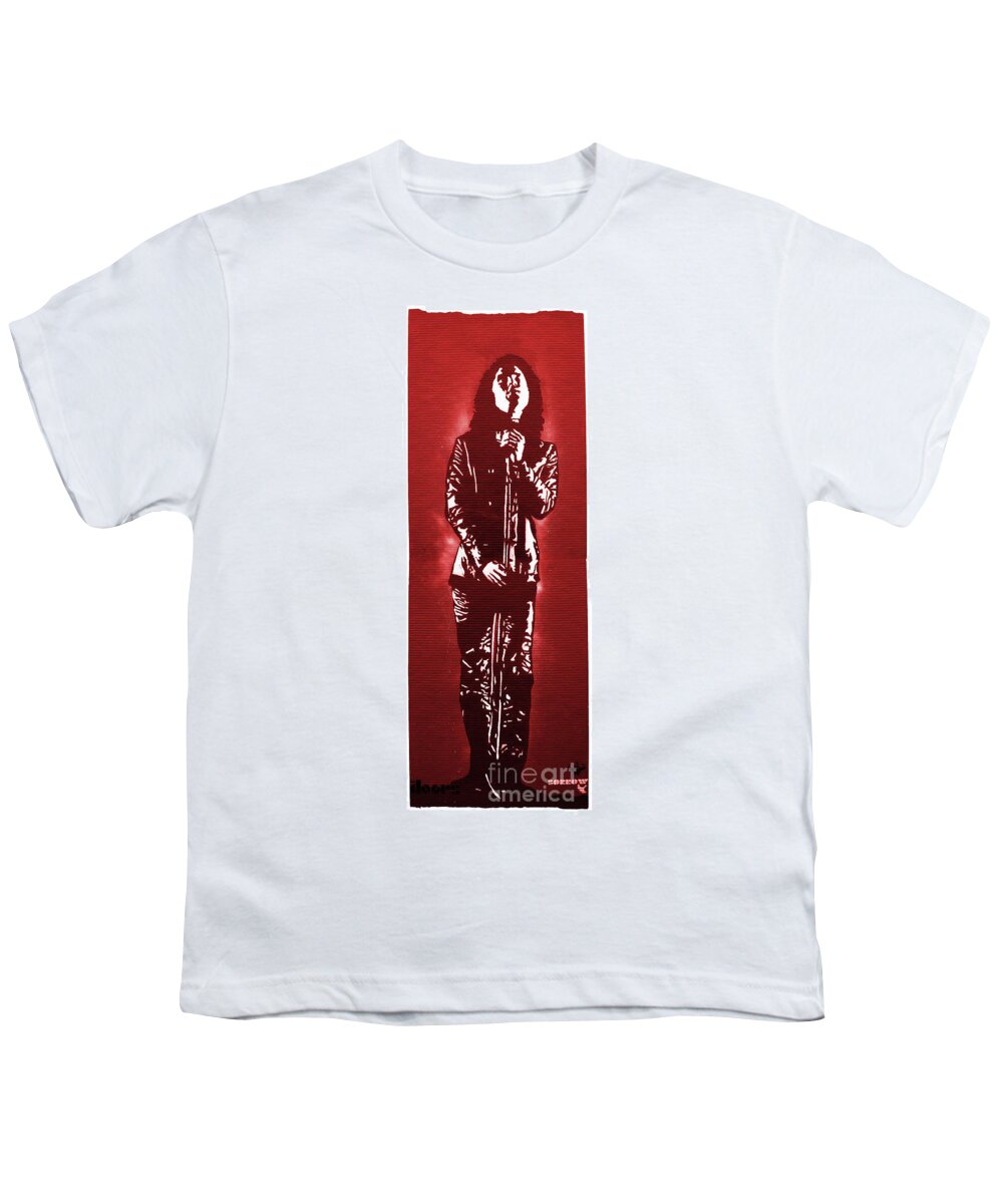 Jim Morrison Youth T-Shirt featuring the painting Mojo Risen red version by SORROW Gallery