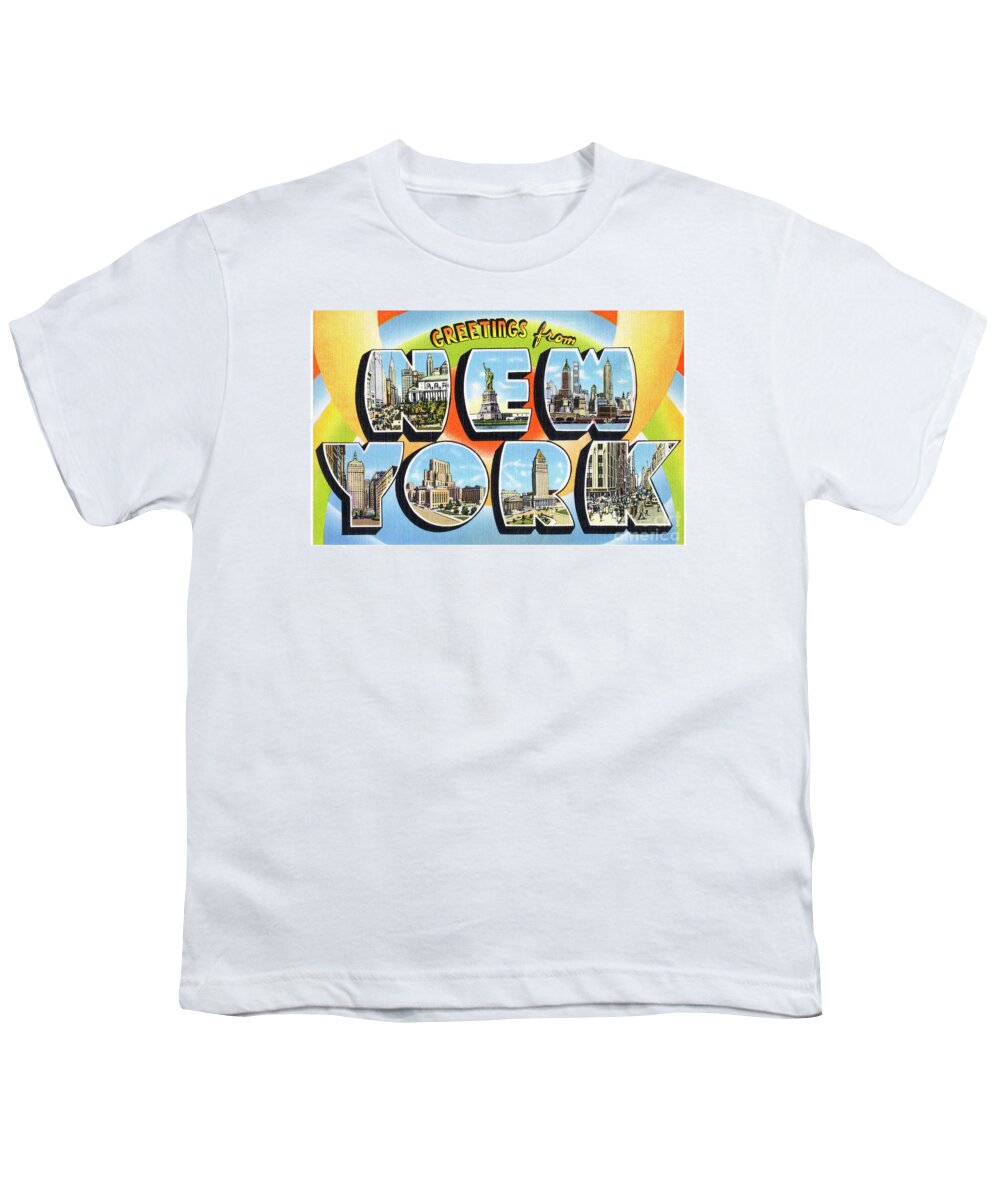 New York Youth T-Shirt featuring the photograph New York Greetings - Version 3 by Mark Miller
