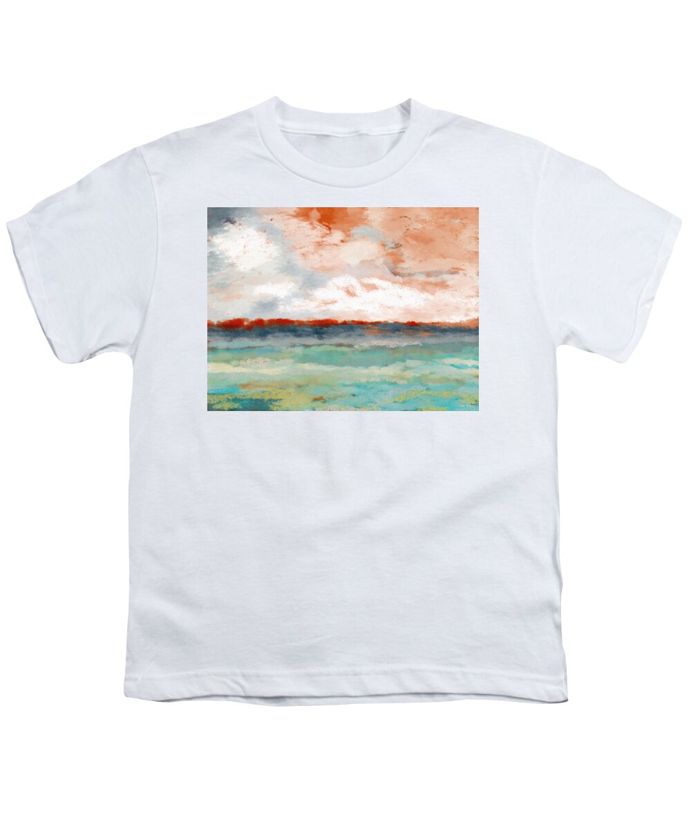 Landscape Youth T-Shirt featuring the painting On The Horizon- Art by Linda Woods by Linda Woods