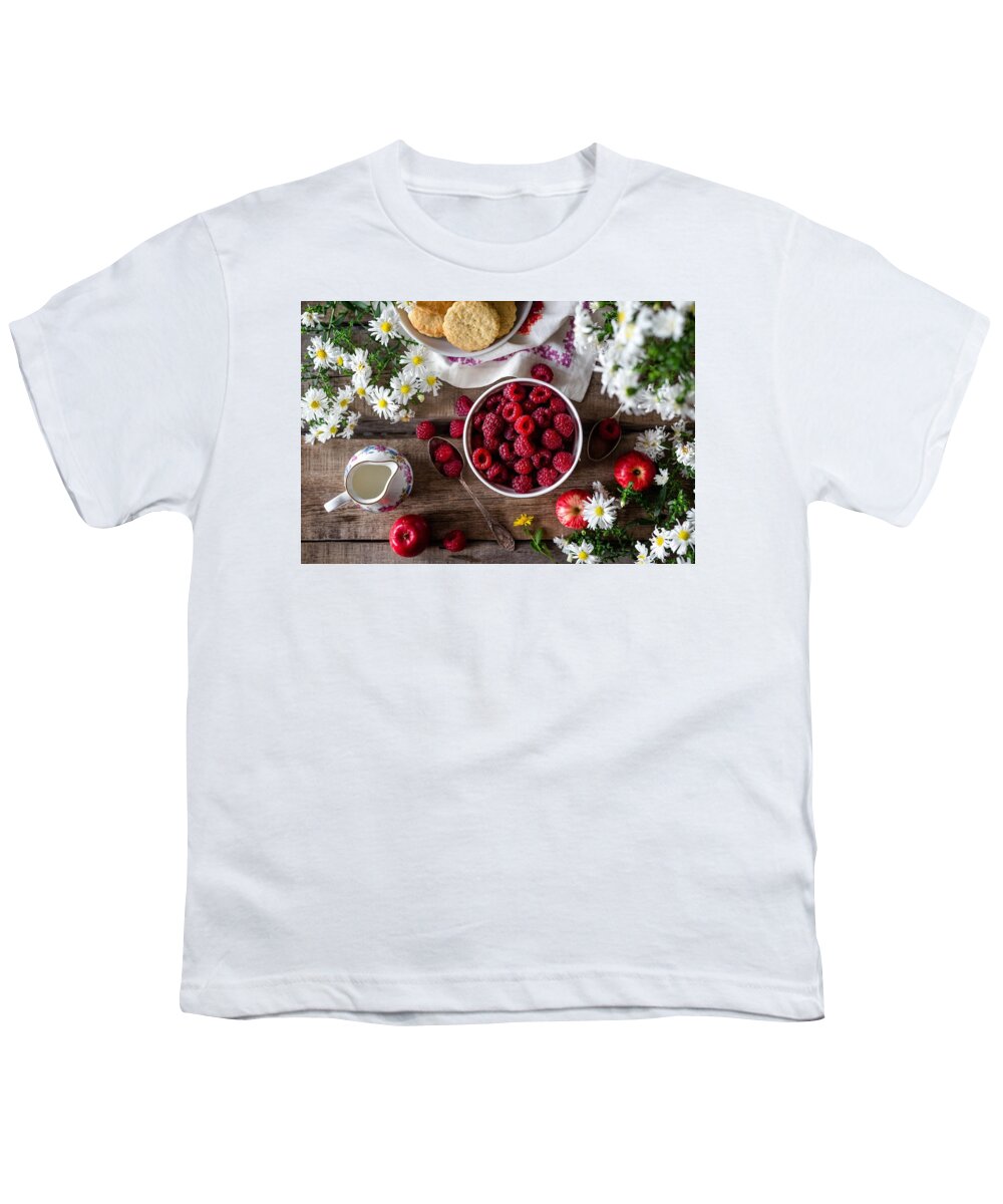 Photo Youth T-Shirt featuring the photograph Raspberry breakfast by Top Wallpapers