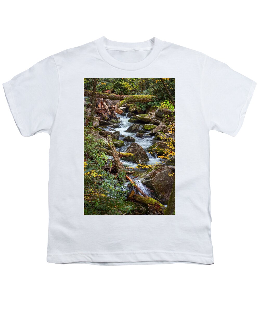 Carolina Youth T-Shirt featuring the photograph Rocky Stream in Autumn by Debra and Dave Vanderlaan