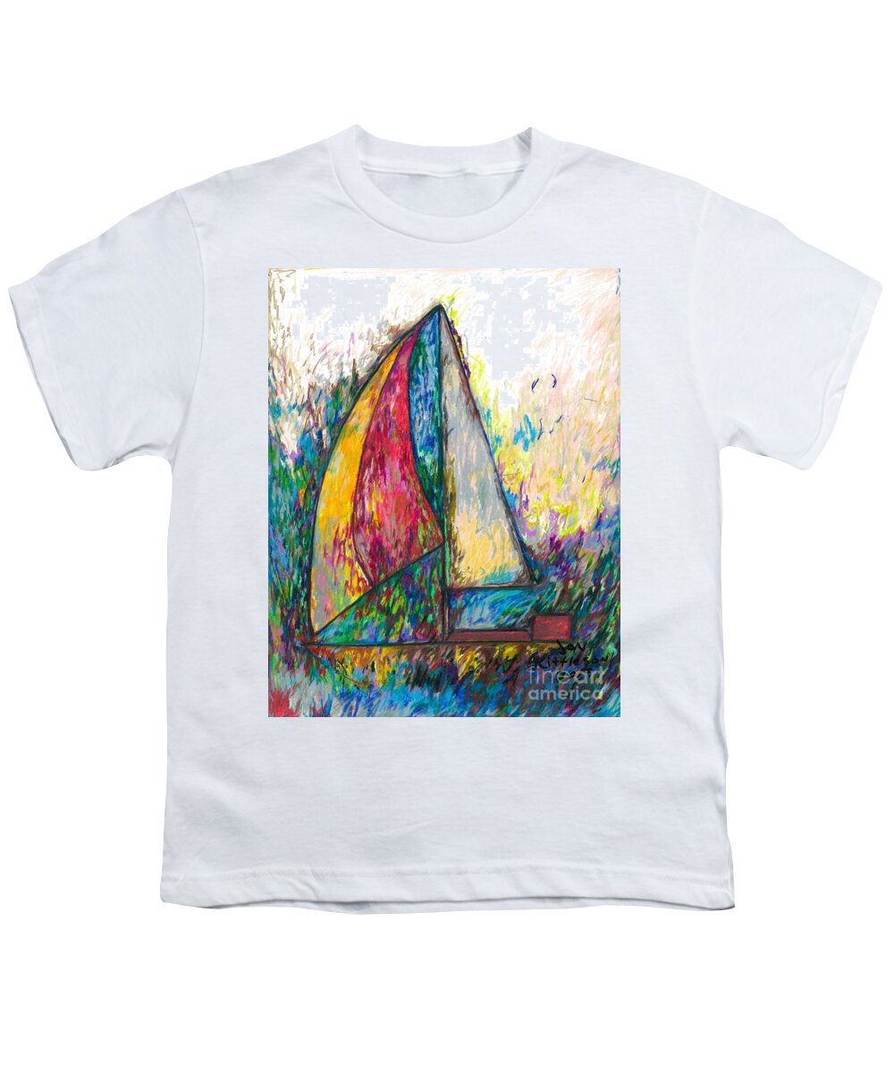 Water Youth T-Shirt featuring the drawing Rough Sailing by Jon Kittleson