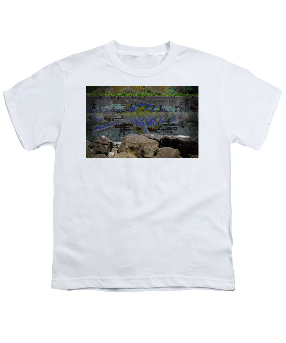 Tags Youth T-Shirt featuring the photograph Seawall Graffiti 3 by Eric Hafner