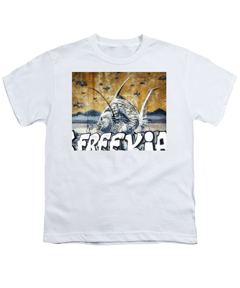 Fish Youth T-Shirt featuring the photograph Selfishing by Micah Offman
