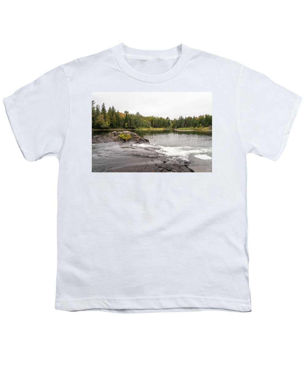 Georgia Mizuleva Youth T-Shirt featuring the photograph Serpent River Whitewater over Black Rocks by Georgia Mizuleva