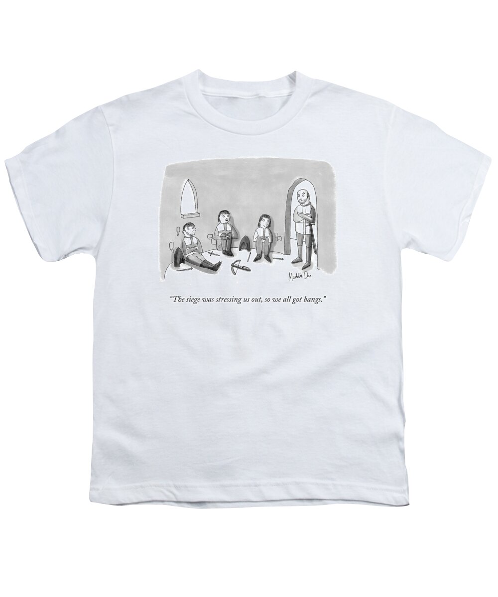 the Siege Was Stressing Us Out Youth T-Shirt featuring the drawing Siege Stress by Maddie Dai
