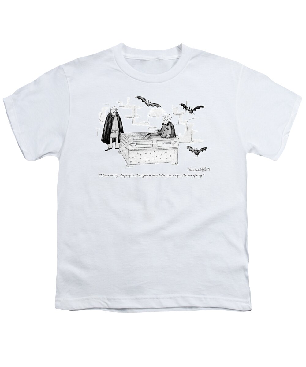 i Have To Say Youth T-Shirt featuring the drawing Sleeping in the Coffin by Victoria Roberts