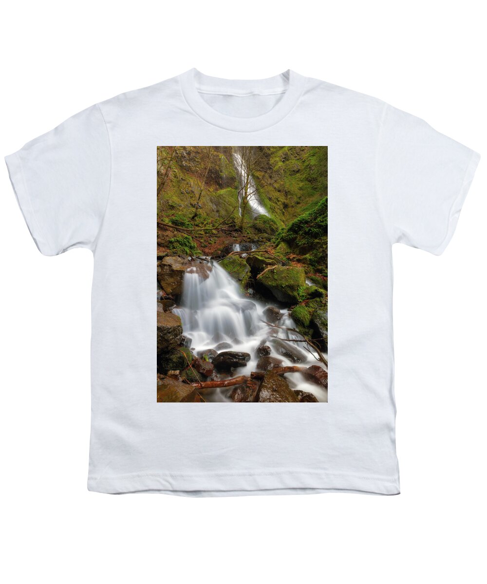 Starvation Youth T-Shirt featuring the photograph Small Waterfall by Starvation Creek Falls by David Gn
