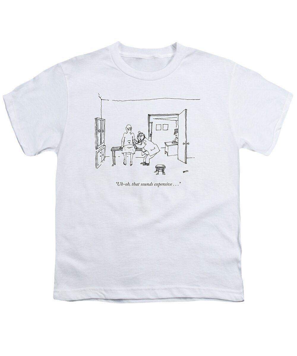 uh-oh Youth T-Shirt featuring the drawing Sounds Expensive by George Booth