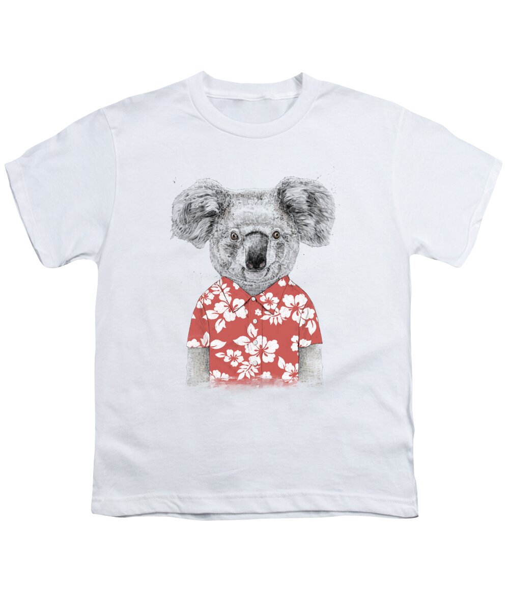 Koala Youth T-Shirt featuring the drawing Summer koala by Balazs Solti