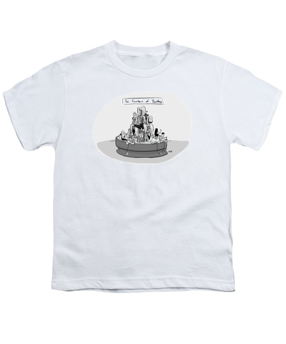 Captionless Youth T-Shirt featuring the drawing The Fountain of Youths by Brooke Bourgeois