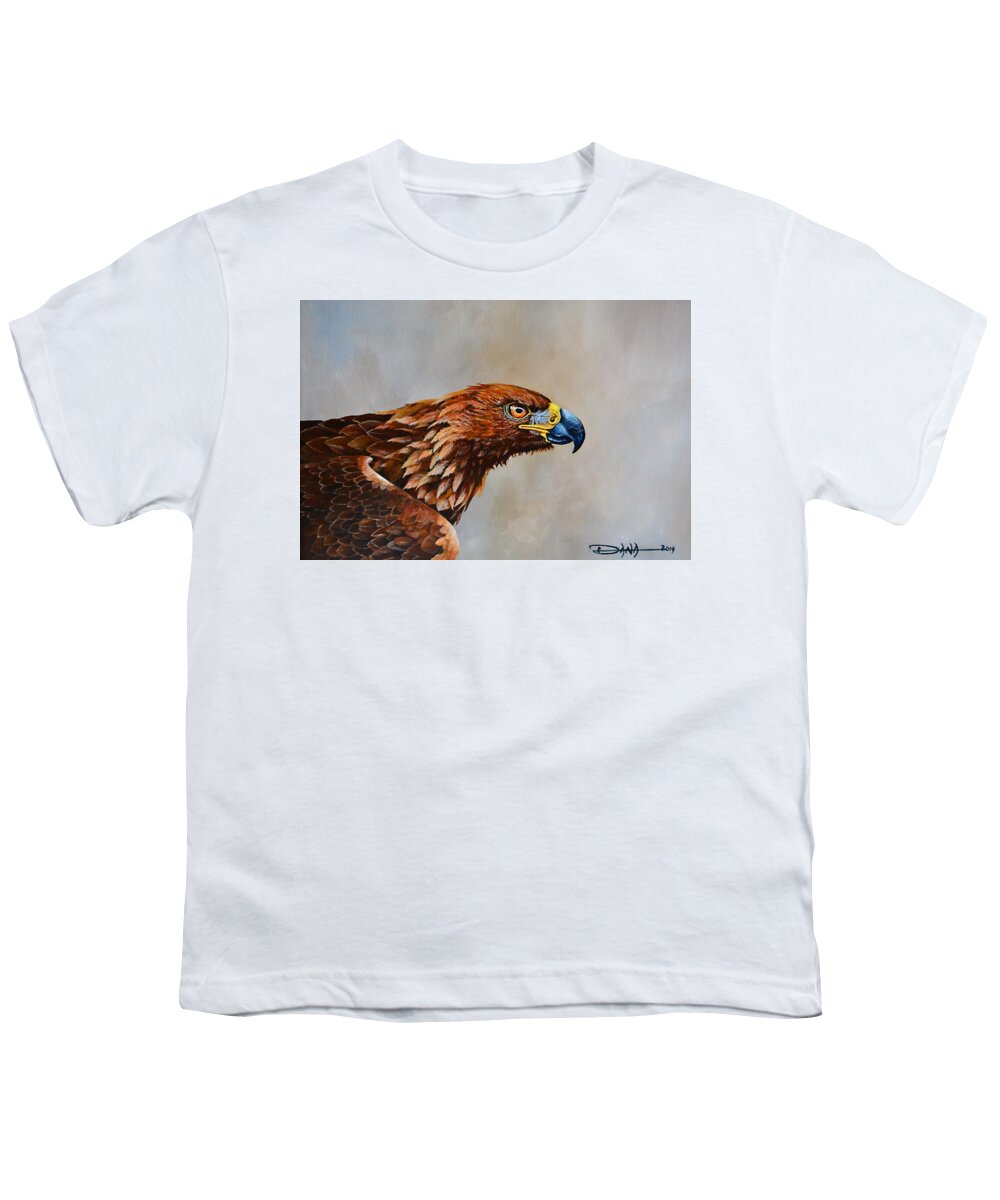 Birds Youth T-Shirt featuring the painting The Golden Eagle by Dana Newman