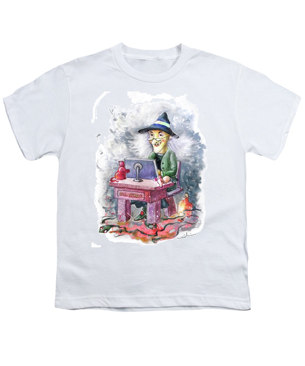 Travel Youth T-Shirt featuring the painting The Informatics Witch by Miki De Goodaboom