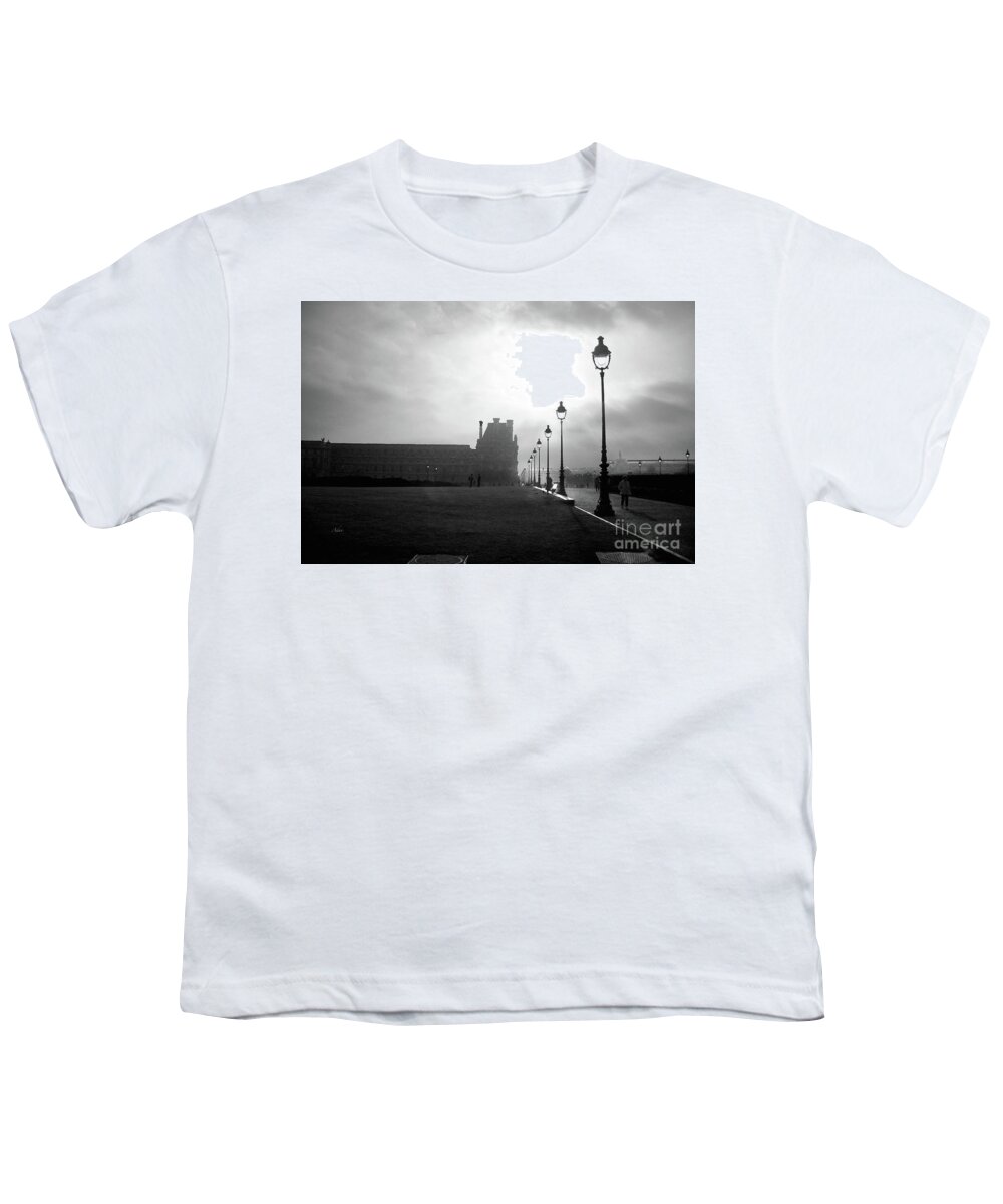 Paris Youth T-Shirt featuring the photograph To the Tuileries Paris Lamps BW by Felipe Adan Lerma