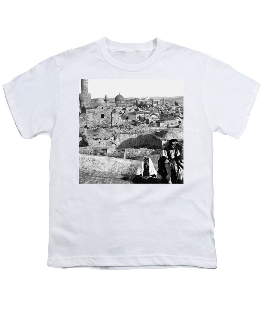 Dome Of The Rock Youth T-Shirt featuring the photograph Vintage Jerusalem City by Munir Alawi