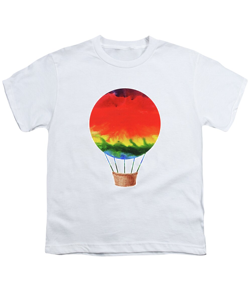 Watercolor Youth T-Shirt featuring the painting Watercolor Silhouette Hot Air Balloon 1 by Irina Sztukowski