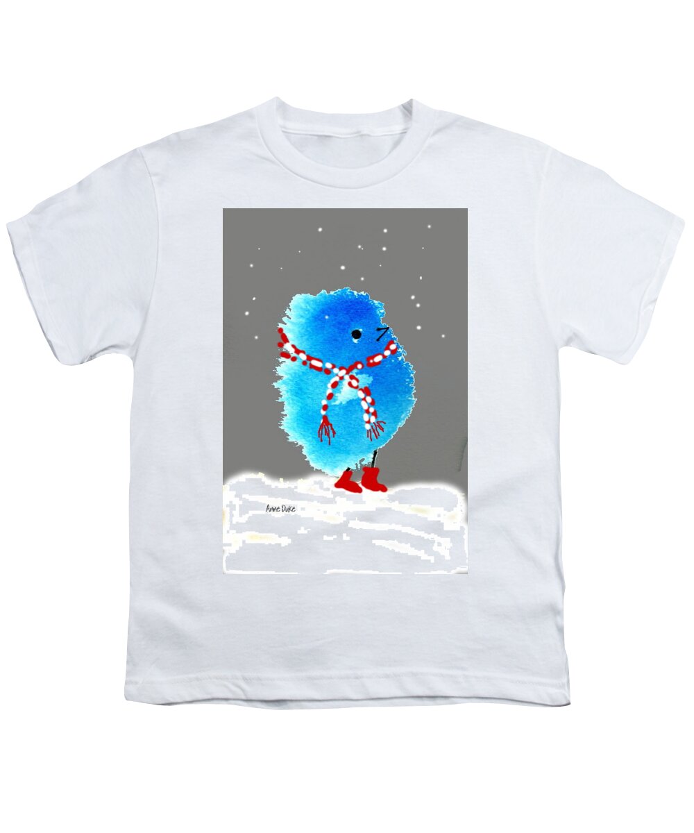 Birds Youth T-Shirt featuring the painting Winter Wear #3 by Anne Duke