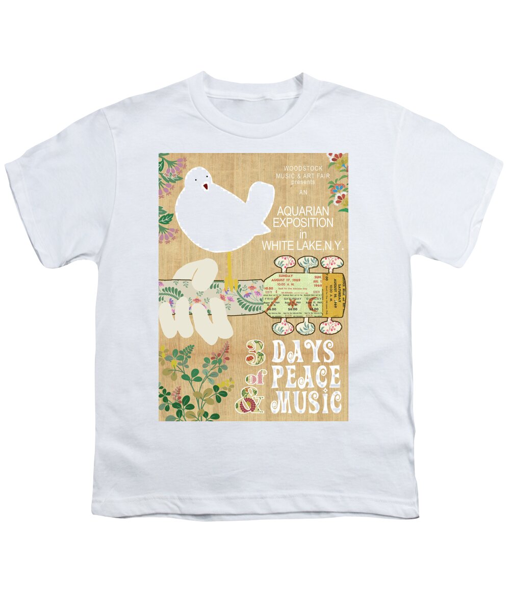 Woodstock Youth T-Shirt featuring the mixed media Woodstock by Claudia Schoen