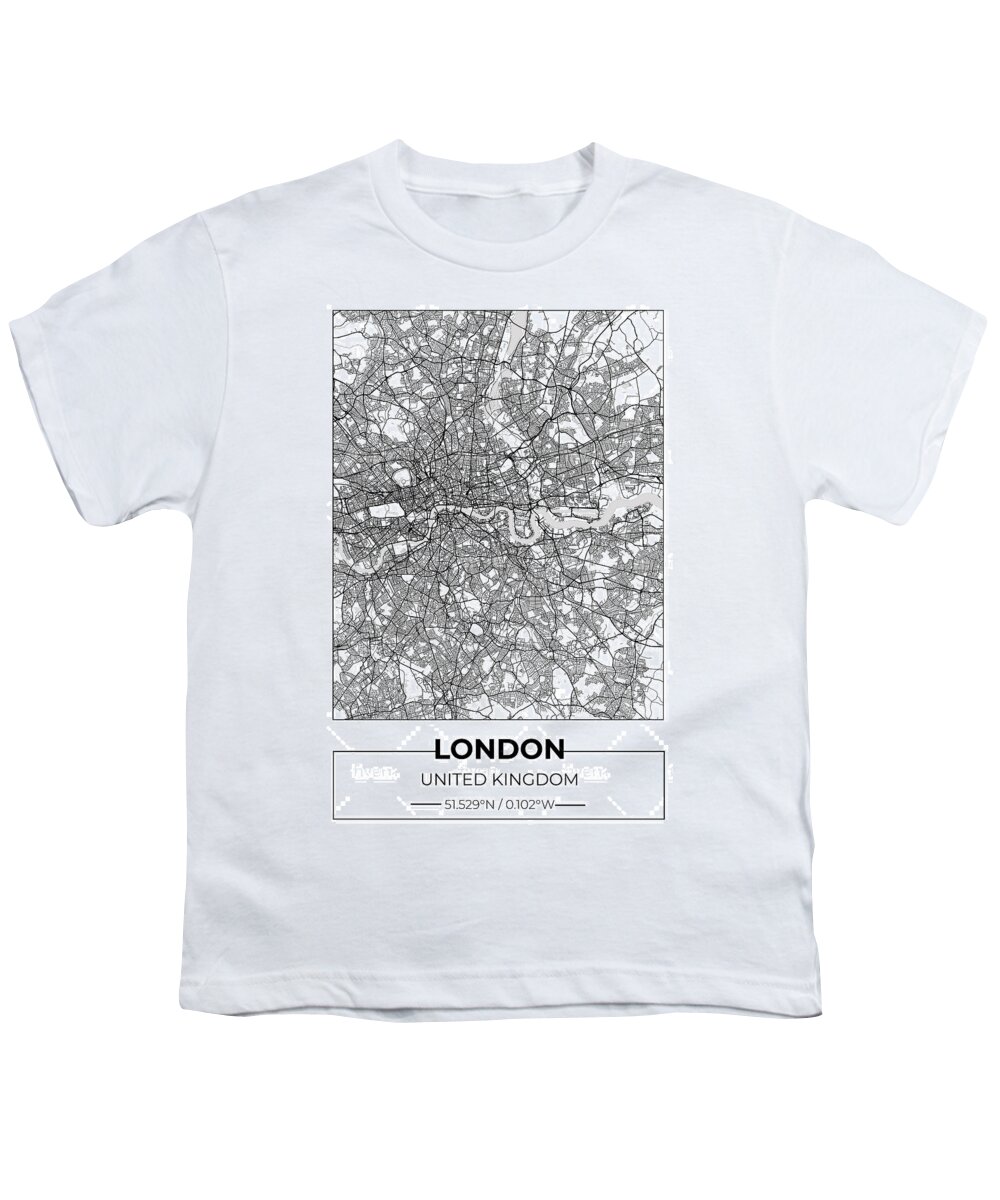 Oil On Canvas Youth T-Shirt featuring the digital art Artistic map of London by Ahmet Asar #1 by Celestial Images