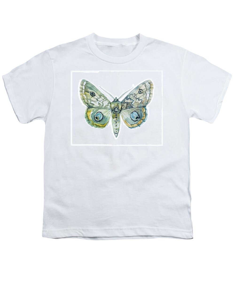 Facemask Youth T-Shirt featuring the painting Moth #2 by Luisa Millicent