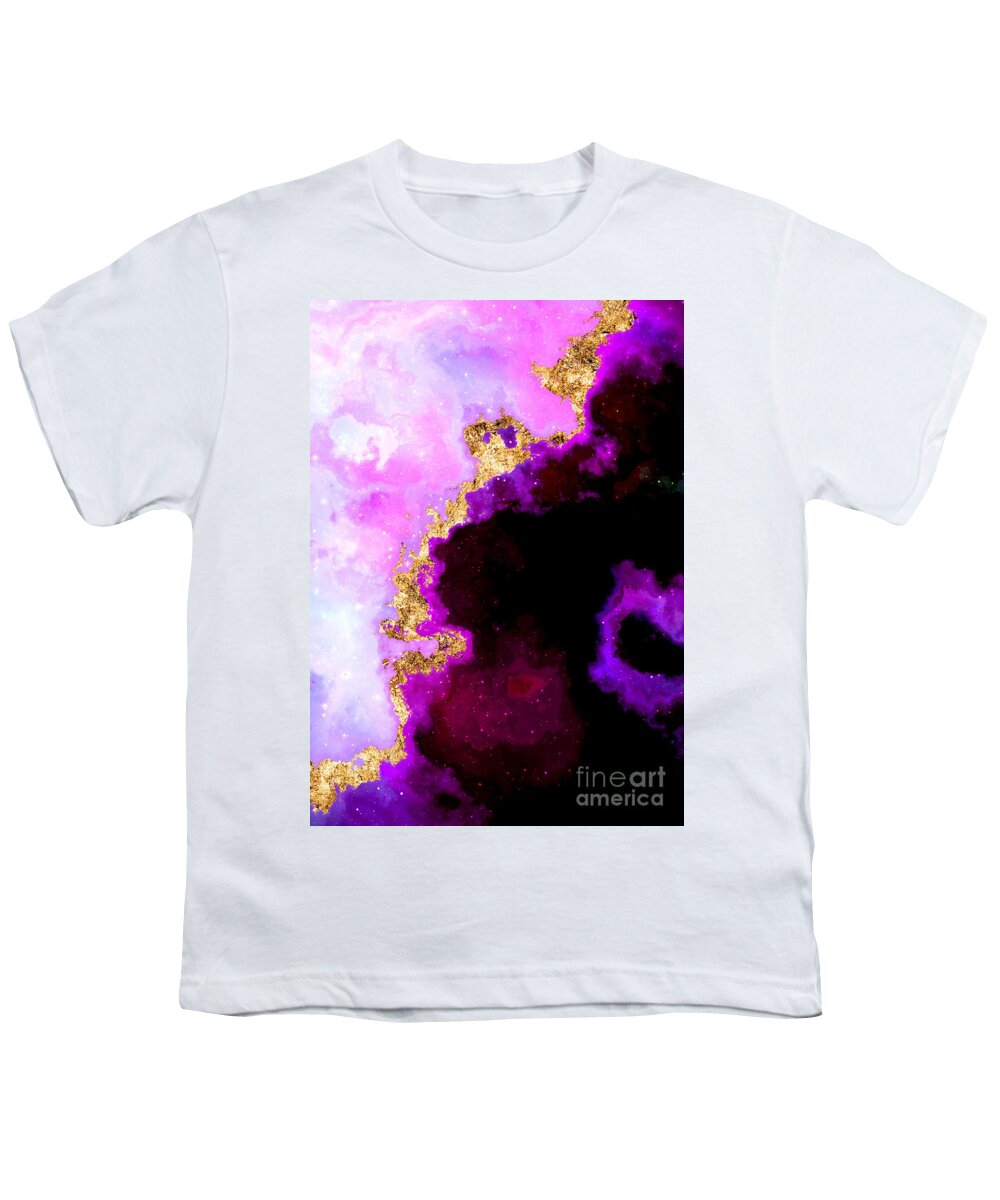 Holyrockarts Youth T-Shirt featuring the mixed media 100 Starry Nebulas in Space Abstract Digital Painting 017 by Holy Rock Design