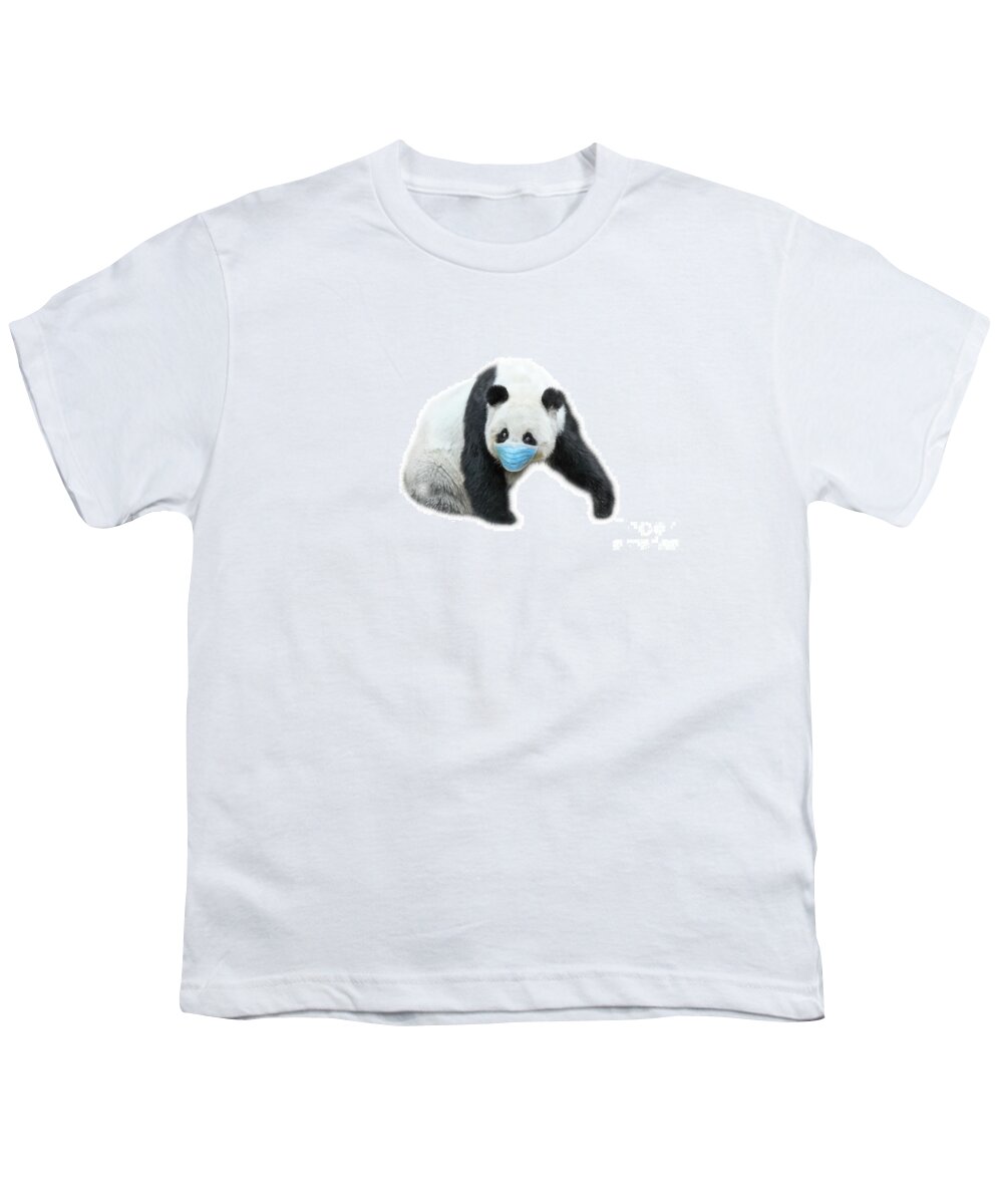 Covid 19 China Youth T-Shirt featuring the photograph Giant Panda with surgical mask #2 by Benny Marty