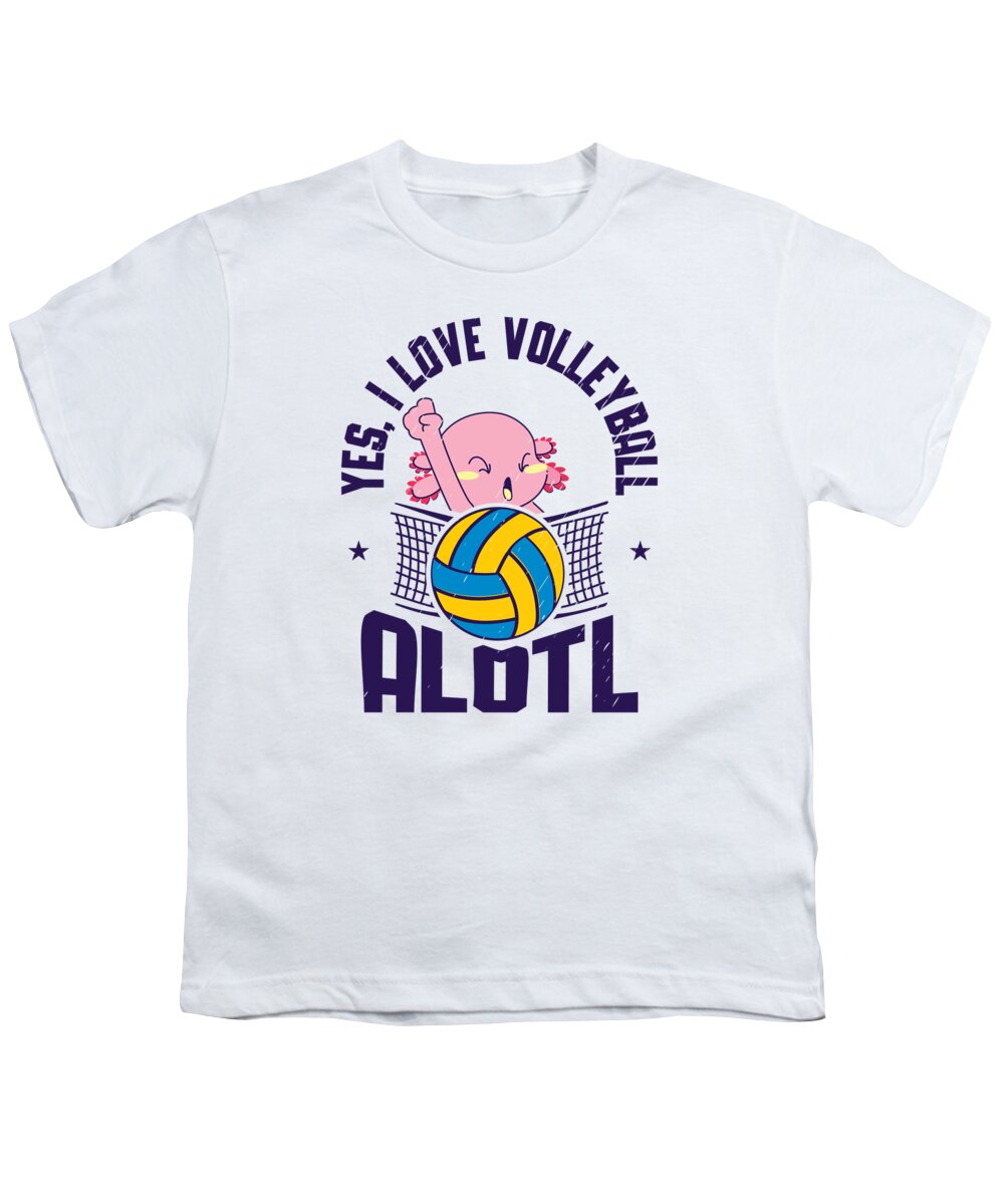 Axolotl Youth T-Shirt featuring the digital art Volleyball Players Axolotl Team Sport Salamanders #2 by Toms Tee Store