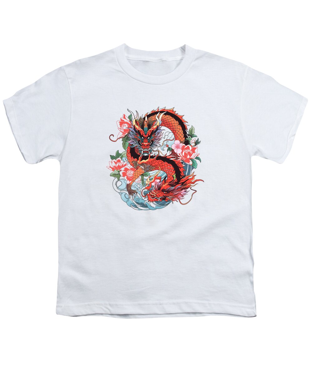 Dragon Youth T-Shirt featuring the mixed media Tattoo Style Dragon #259 by Loose Goose Tattoos