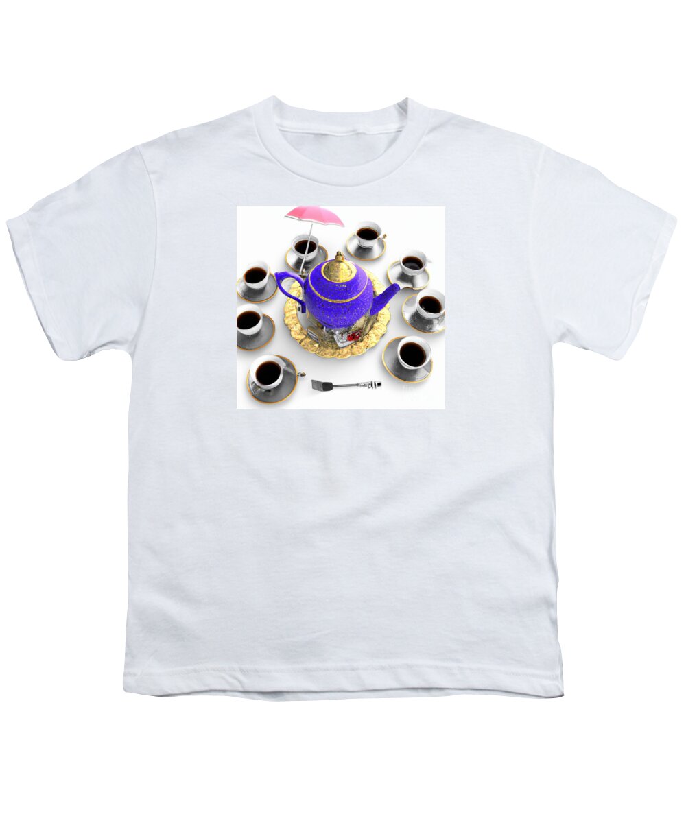  3-d Look Artificial Intelligence Tea Party 1 Youth T-Shirt featuring the digital art  3-D Look Artificial Intelligence Tea Party 1 #3 by Rose Santuci-Sofranko