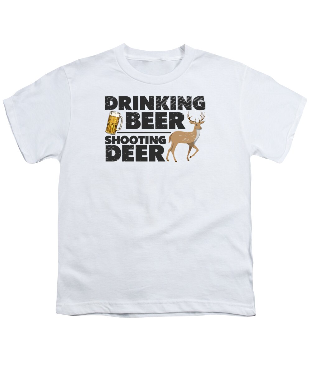 Deerhunter Youth T-Shirt featuring the digital art Deer Hunter Shooting Beer Lover Drinking #3 by Toms Tee Store