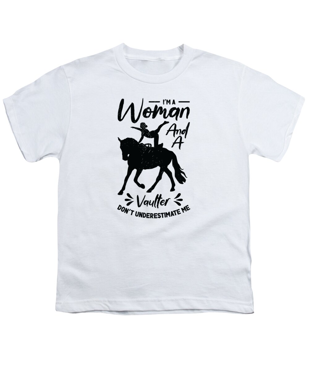 Equestrian Youth T-Shirt featuring the digital art Equestrian Horse Vaulting Vaulter Horseback Riding Acrobatics #3 by Toms Tee Store